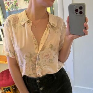 Vintage Silk Floral Blouse Liz Claiborne 6 Small